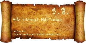 Várkonyi Nándor névjegykártya